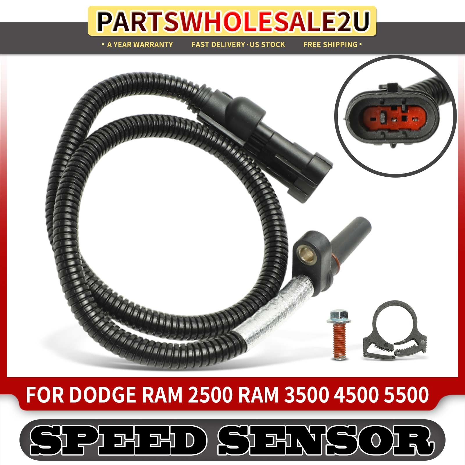 New Turbocharged Speed Sensor w/Clip for Dodge Ram 2500 07-10 Ram 3500 4500 5500