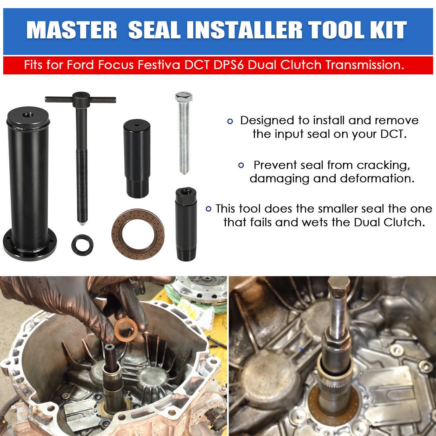 For Ford Focus Festiva DCT DPS6 Dual Clutch Transmission Seal Installer Tool Kit