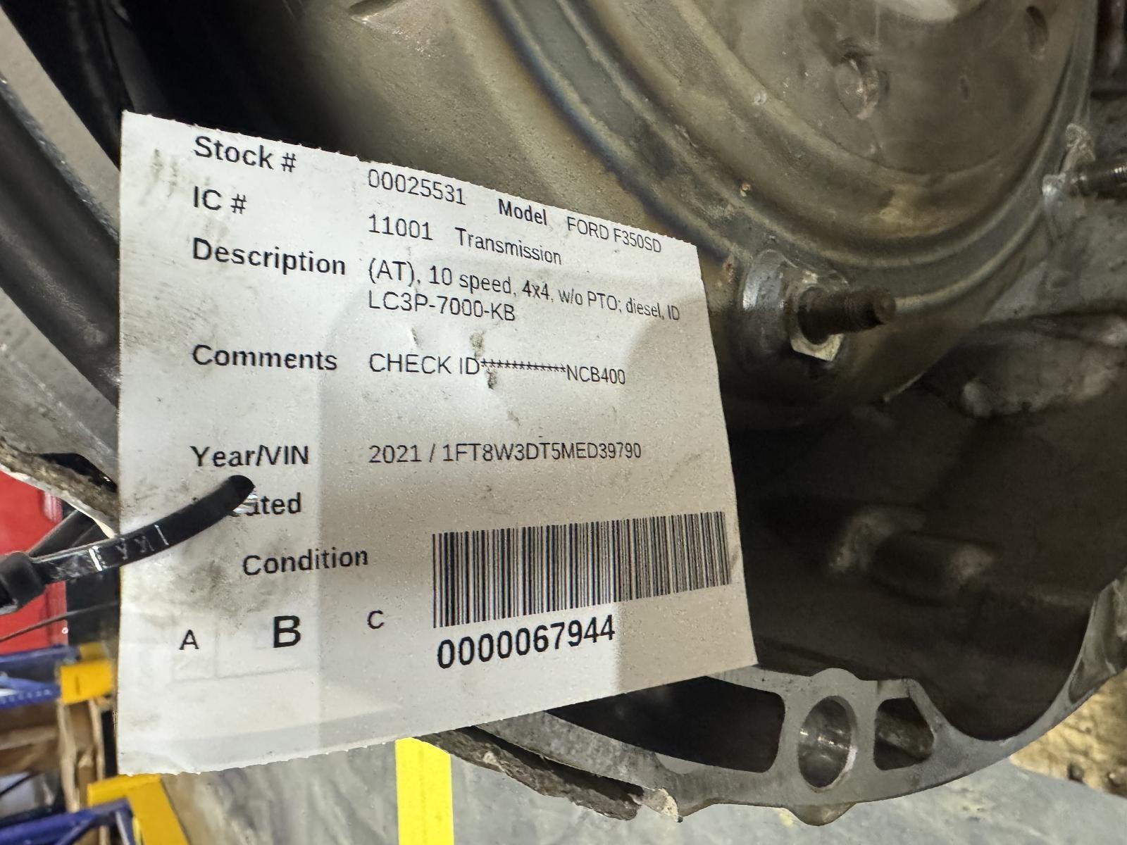 2020-2022 Ford F250 F350 Pickup 6.7L Automatic Transmission 4X4 10 Speed 10R140