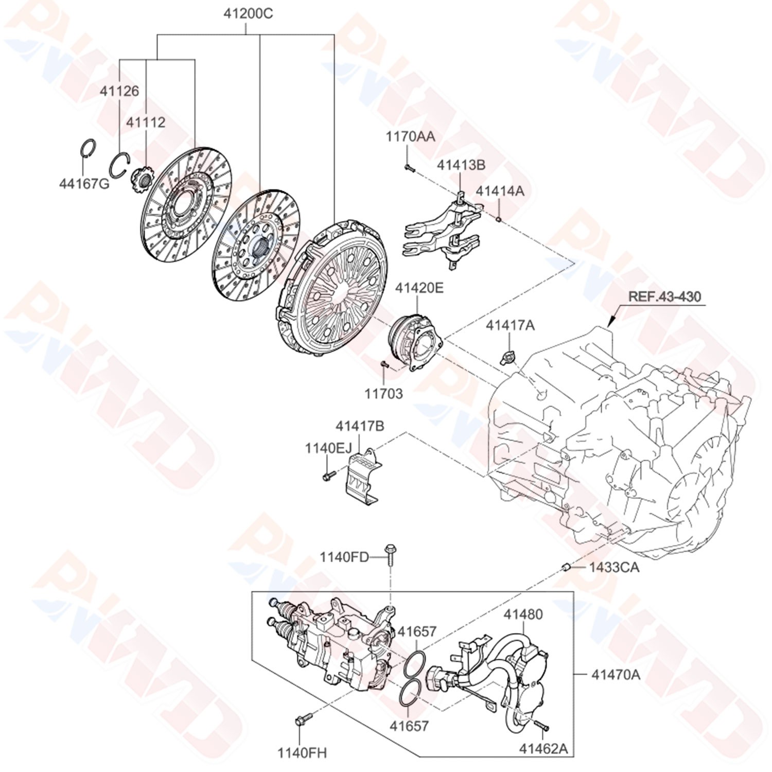 For Ford Focus Fiesta 2012-2019 Transmission Dual Clutch Fork Kit 6DCT250 DPS6
