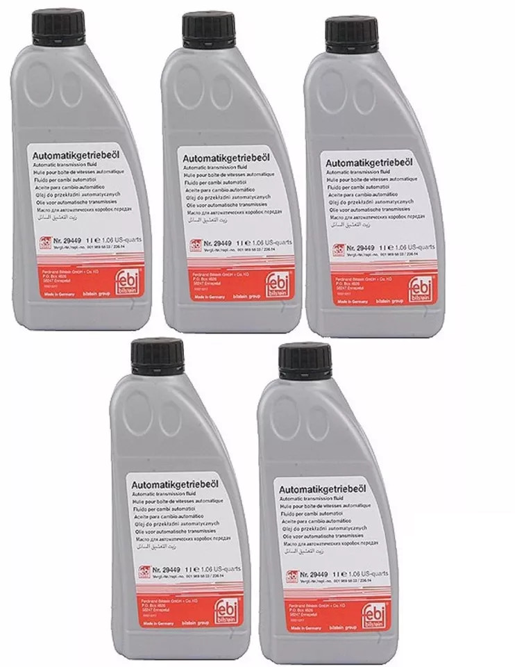 Set of 5 Quart 236.14 Red Auto Trans Oil Fluid Febi For Mercedes Jaguar Dodge