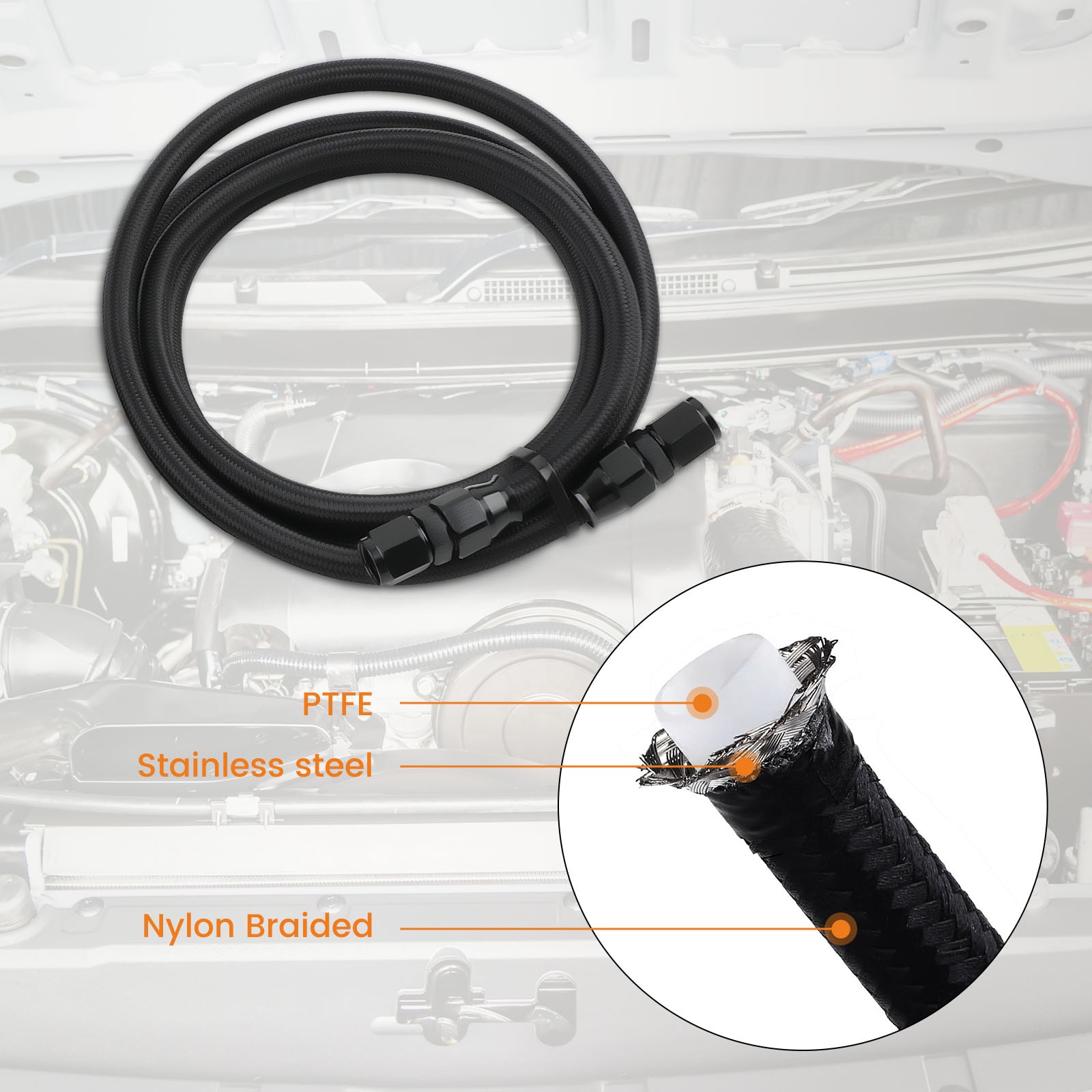 6AN PTFE Transmission Cooler Lines Set For GM 4L60E 4L65E TH350 TH400 700R4