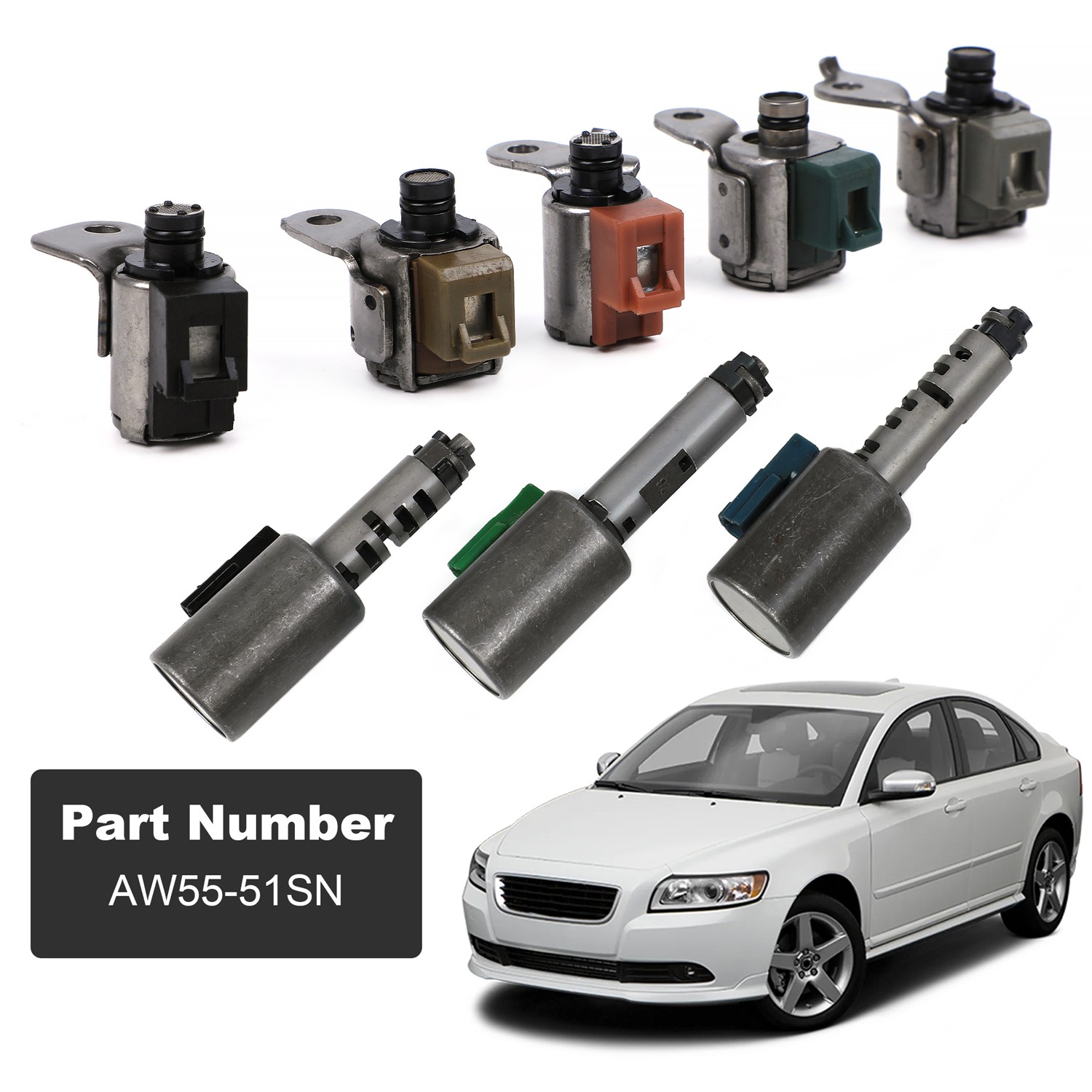 8pcs Transmission Solenoids Set Kit for AW55-50SN AW55-51SN AF33-5 AW235 RE5F22A