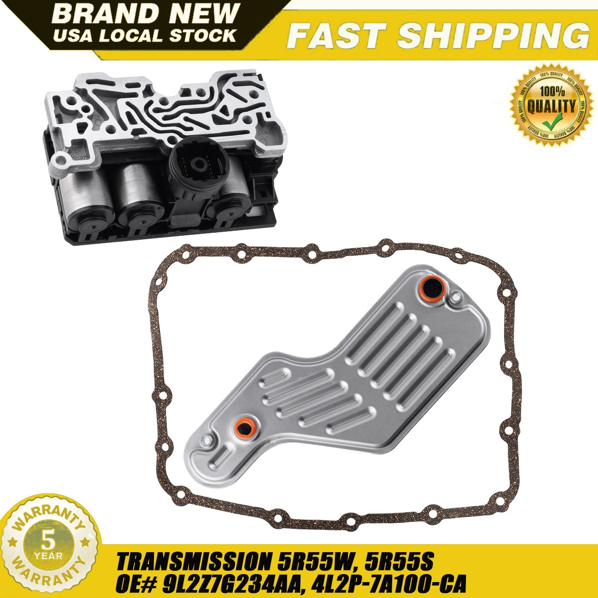 5R55W 5R55S Transmission Solenoid Kit Fits Ford Explorer Mustang 4L2P-7A100-CA