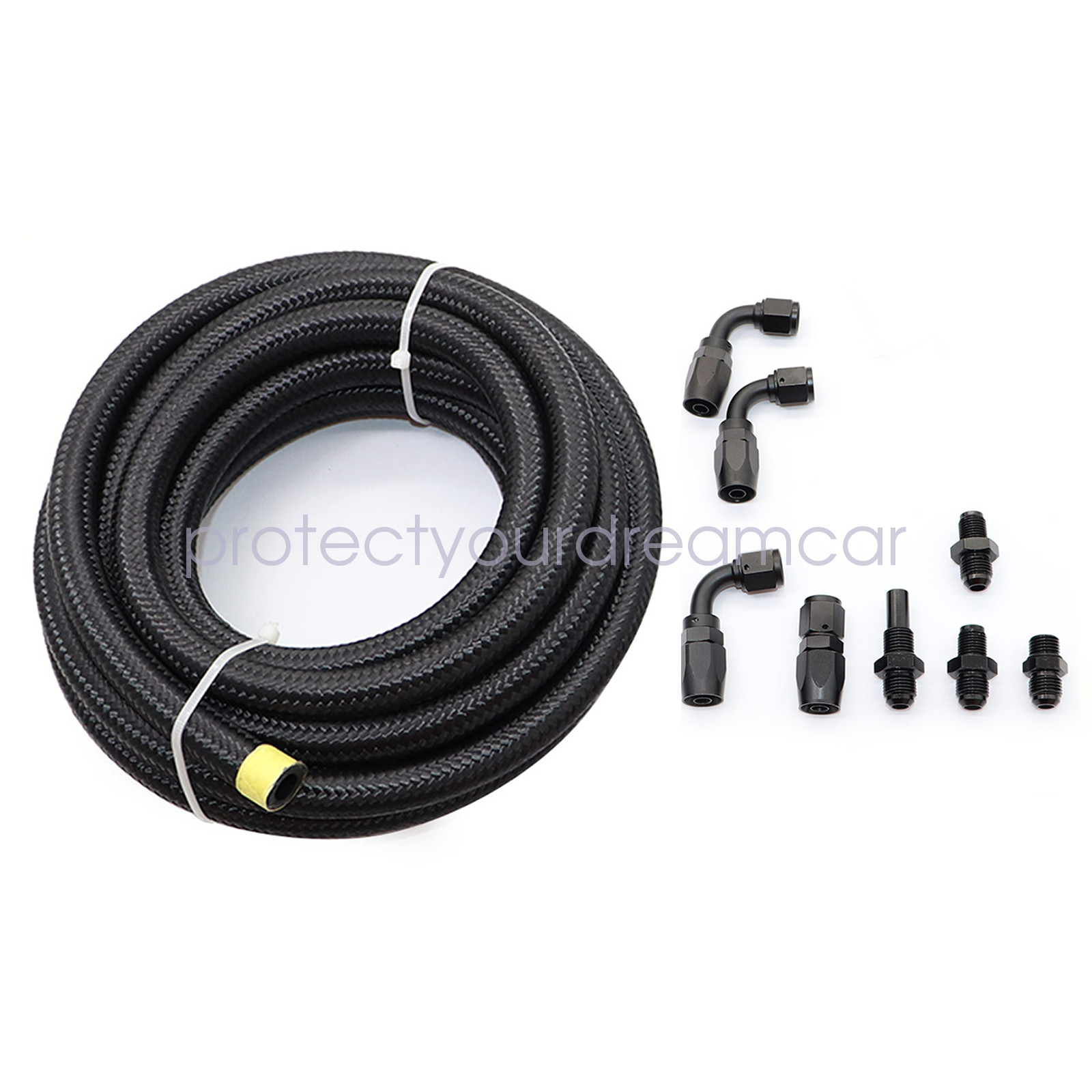 6AN Automatic Transmission Cooler Line Kit Fit 4L80E Nylon Steel Braided Line