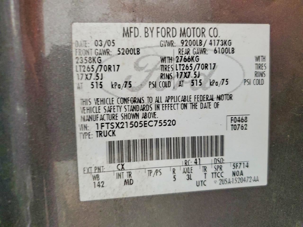 Automatic Transmission 5R110W Torqshift Fits 05-06 FORD F250SD PICKUP 907927