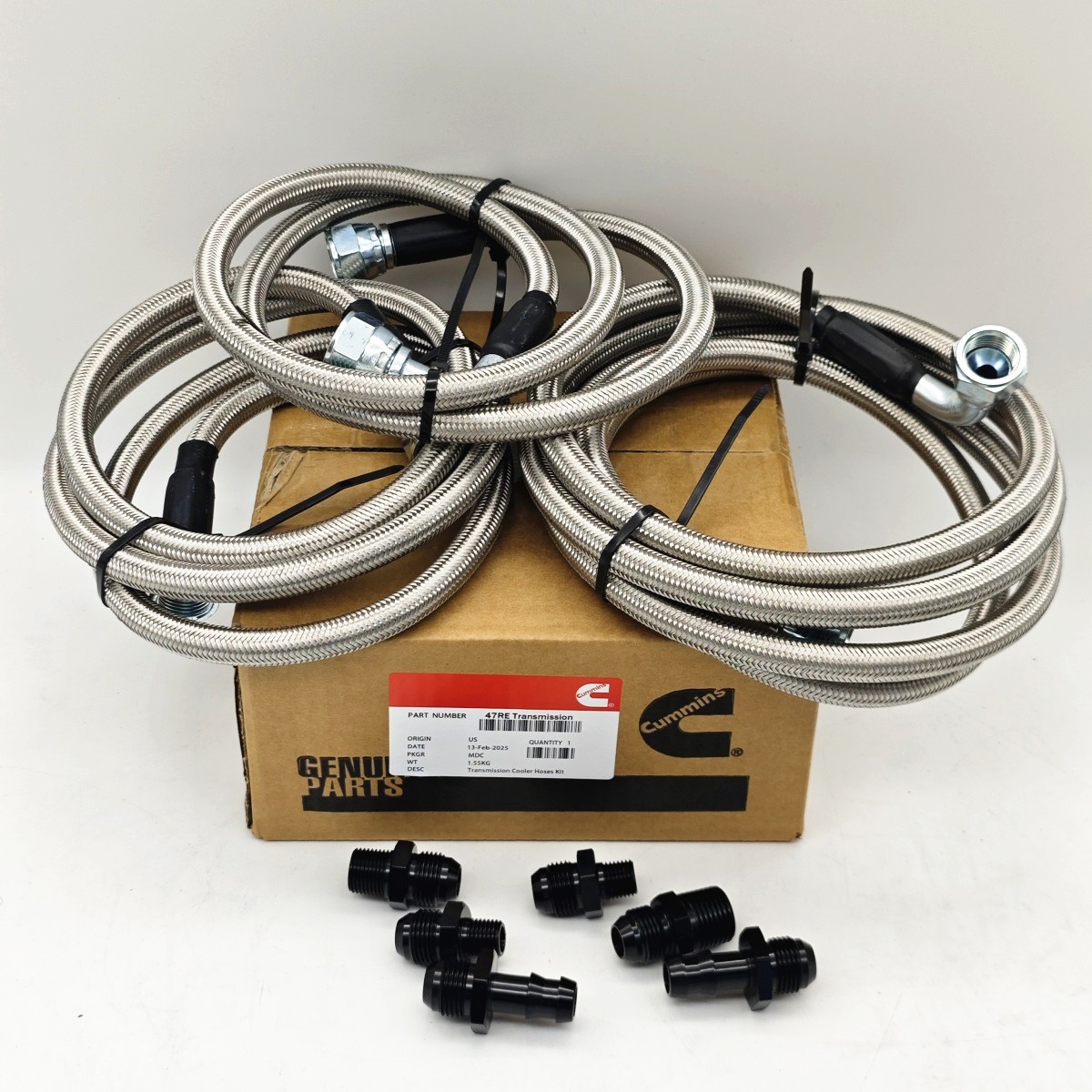 Heavy Duty Transmission Cooler Lines Hose Kit for 96-02 Dodge Ram Cummins 47RE