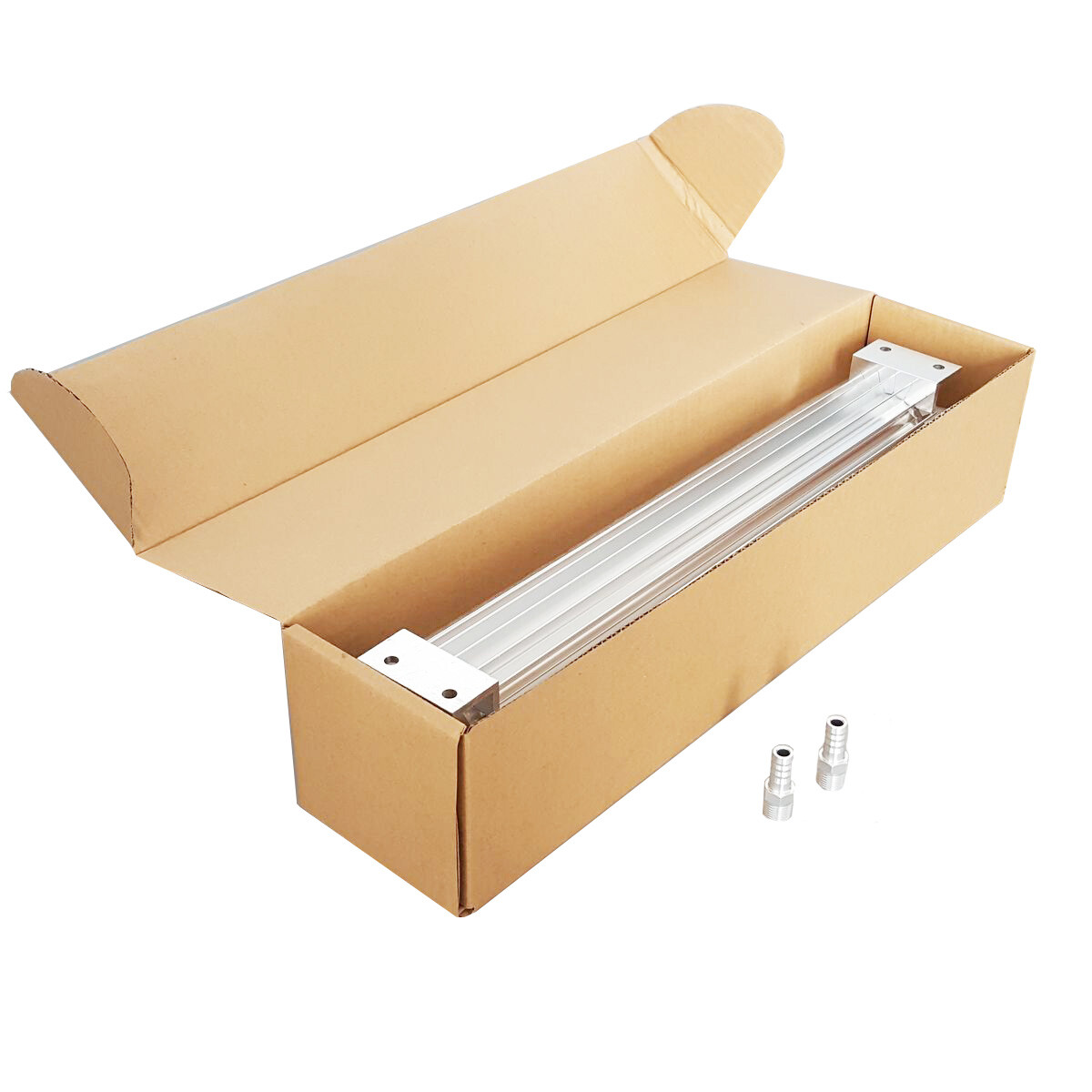 12″ Finned Aluminum Transmission Cooler Dual Line Trans Dual Pass 1/4″NPT Silver