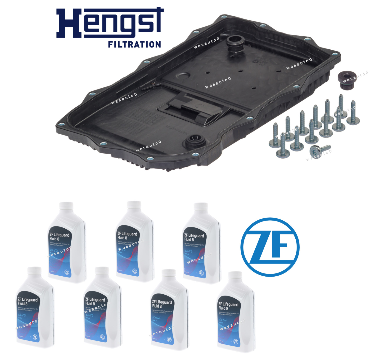 Transmission Oil Pan Filter Gasket Seal Bolt Kit + 7L ATF Fluid OES for Jaguar