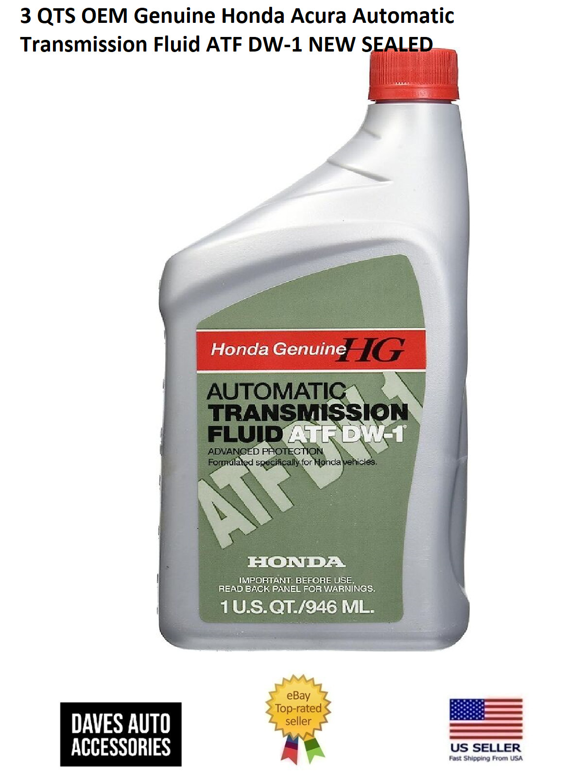 3 QTS OEM Genuine Honda Acura Automatic Transmission Fluid ATF DW-1 NEW SEALED