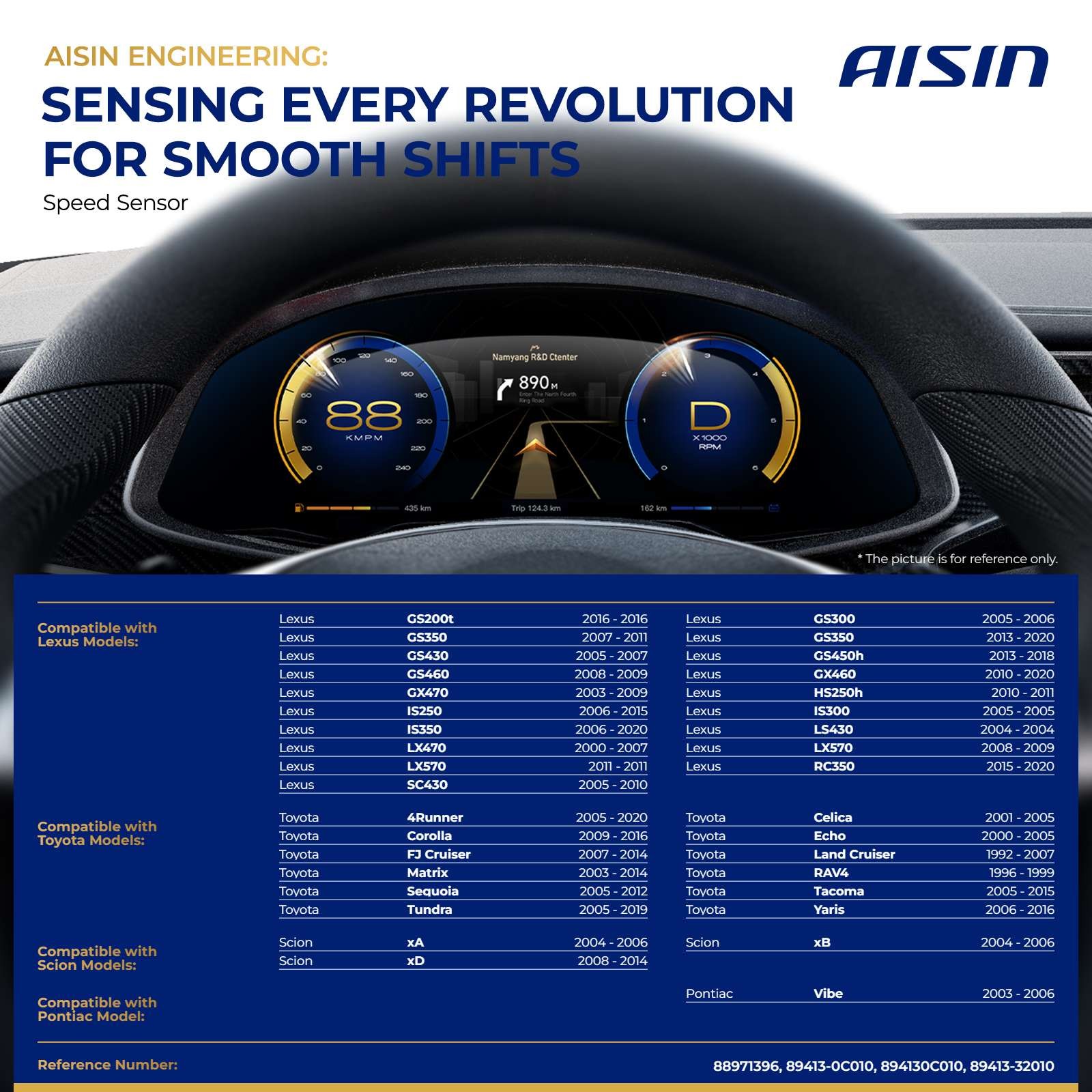 AISIN Auto Transmission Speed Sensor for Toyota Corolla Tacoma Lexus IS350 GX470