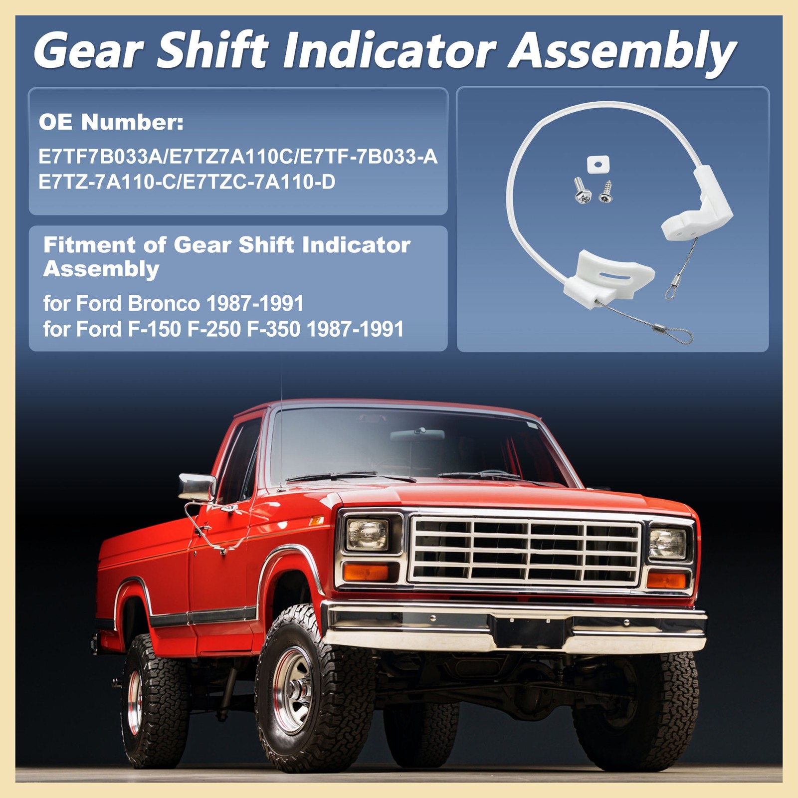 Gear Shift Indicator Cable Fit for Ford F-150 F-250 F-350 Bronco E7TF-7B033-A