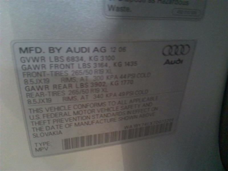 Automatic Transmission From 2007 AUDI Q7 KHV AWD