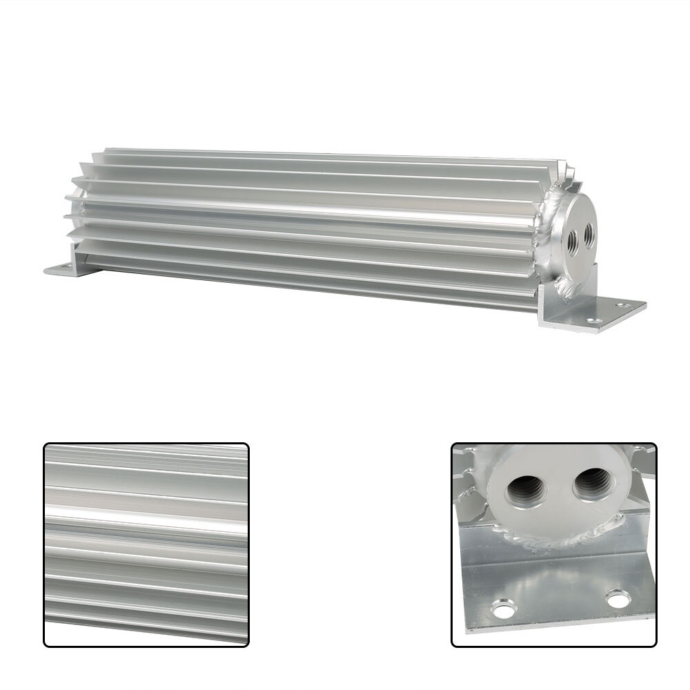Dual Pass Aluminum Finned Transmission Oil Cooler 12″ For Hot Rod Cars Universal