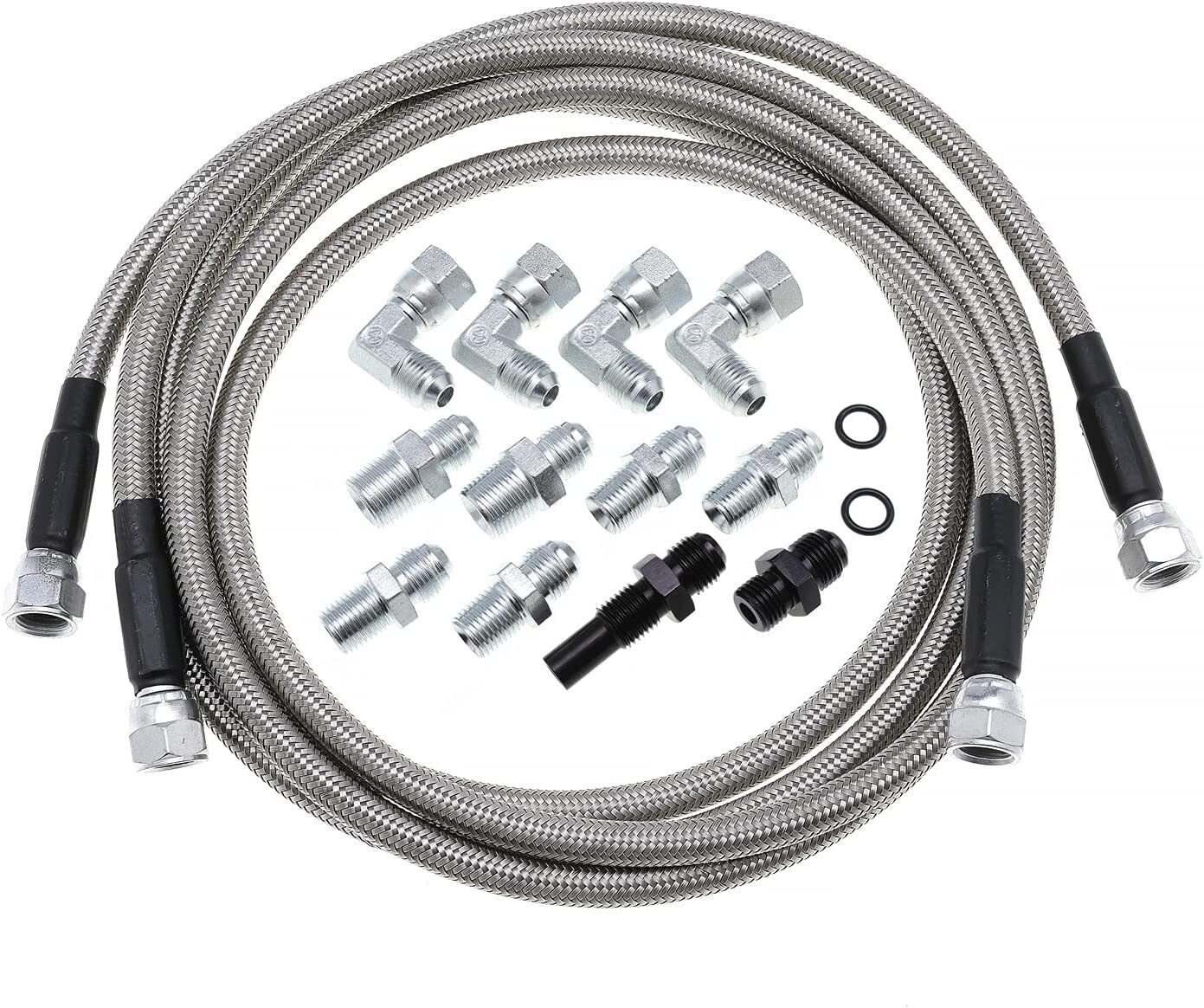 For GM 4L60E 4L80E Flexible SS Braided Transmission Cooler Lines Kit -6AN Hose