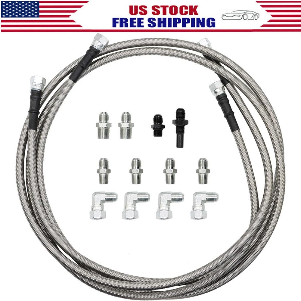 Fit For TH350 700R4 TH400 SS Braided Transmission Cooler Hoses Lines 70”Length