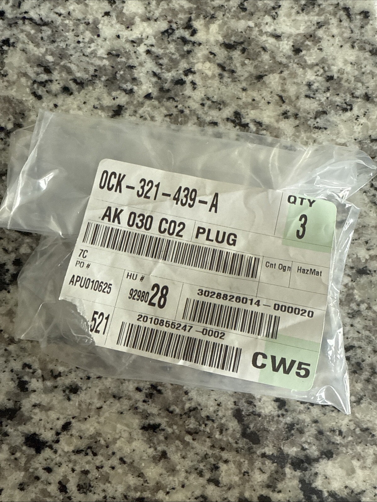 Genuine Audi Plug 0CK-321-439-A Set Of 3