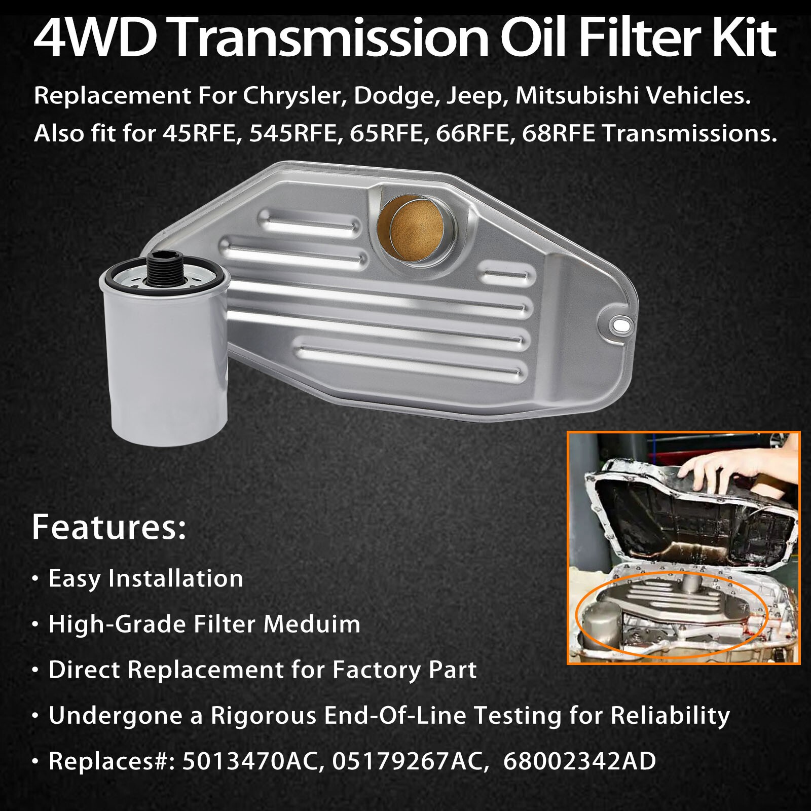 For Dodge Ram 1500 2500 3500 45RFE 545RFE 65RFE 66RFE 68 Transmission Filter Kit