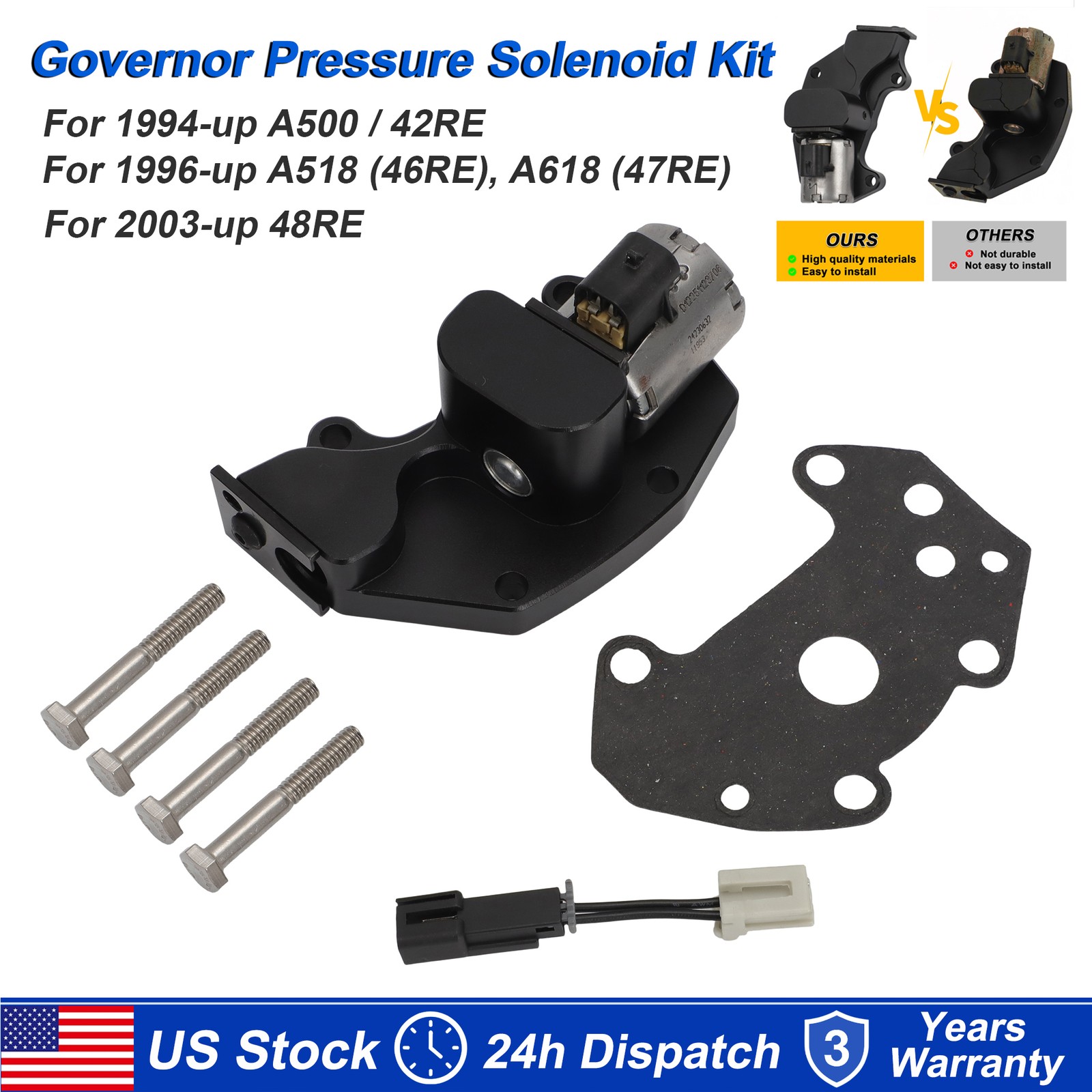 For Dodge 42RE 44RE 46RE 47RE 48RE High-Perf Governor Pressure Solenoid Kit