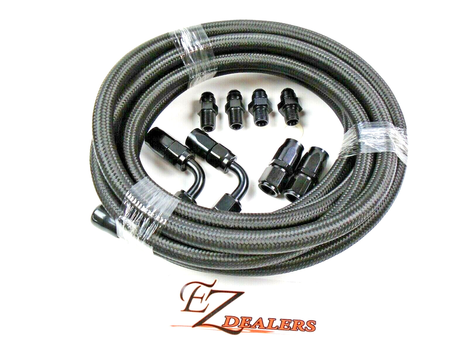 4L60E 4L65E Automatic Transmission Cooler Line Kit Black -6 AN Steel Braided