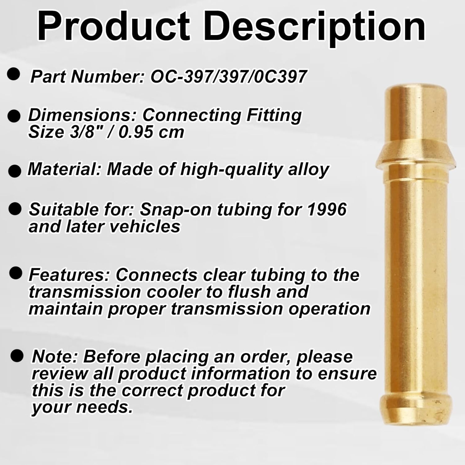 4pcs Alloy Transmission Line Fitting Kit for 3/8” Radiator & Cooler Repair