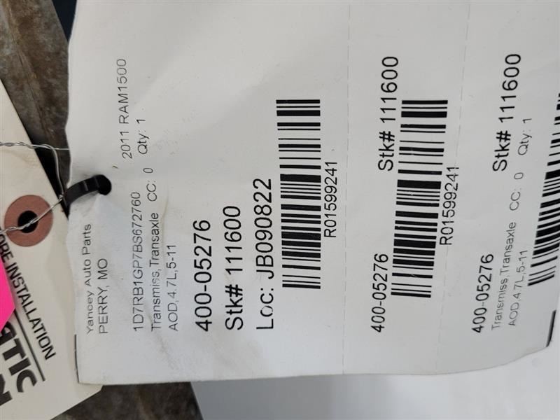 2011 11 DODGE DAKOTA Automatic Transmission 2WD 4.7L 45RFE
