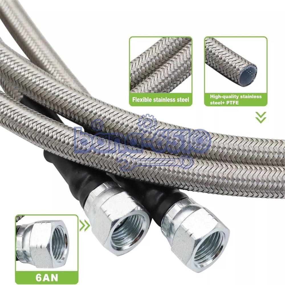 For GM 4L60E 4L80E Flexible SS Braided Transmission Cooler Lines Kit -6AN Hose