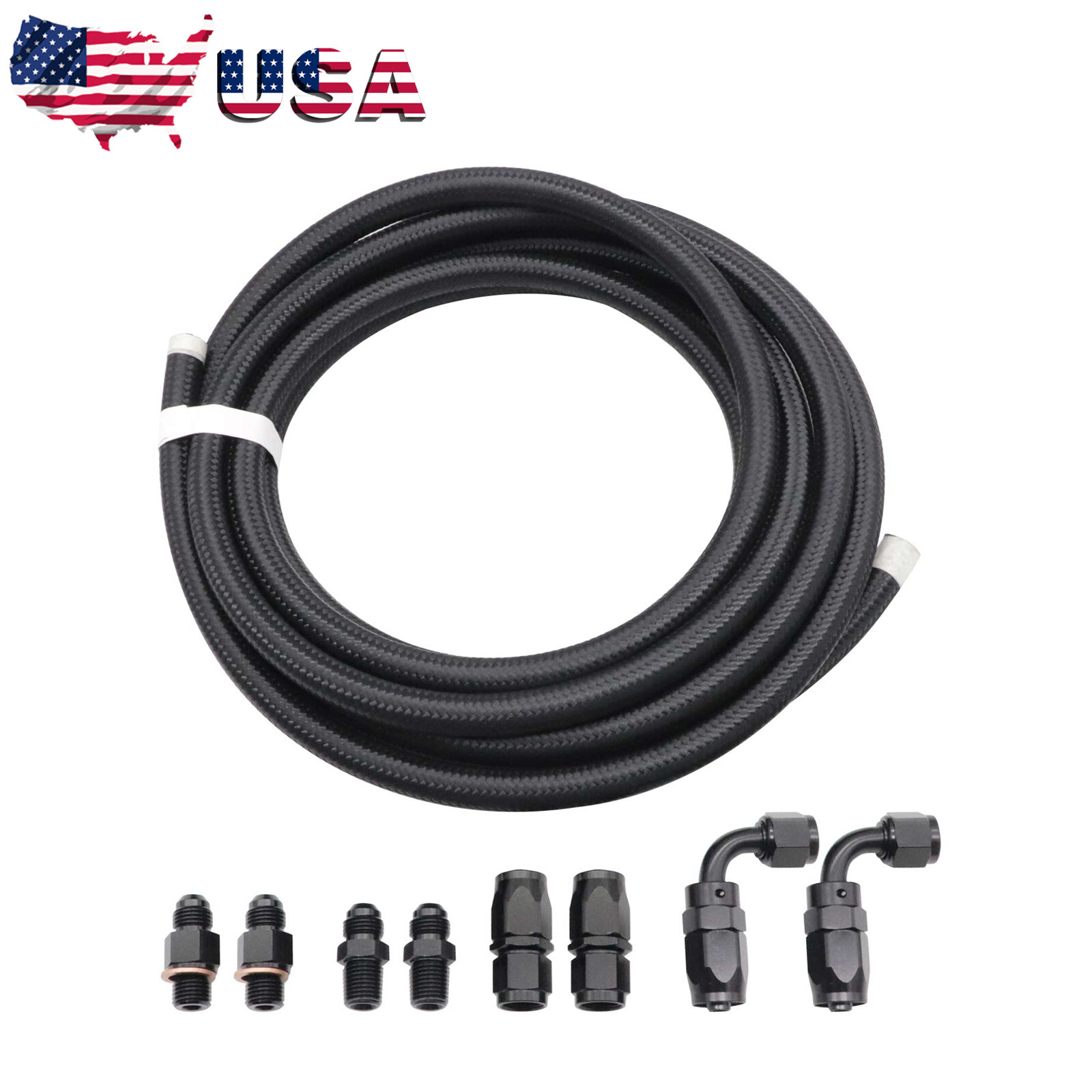 Black -6 AN Steel Braided 4L60E 4L65E Automatic Transmission Cooler Line Kit
