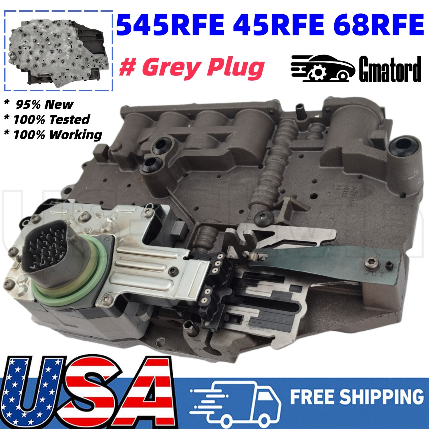 545RFE 45RFE 68RFE Transmission Valve Body w/ Solenoids for Jeep Dodge Grey-Plug