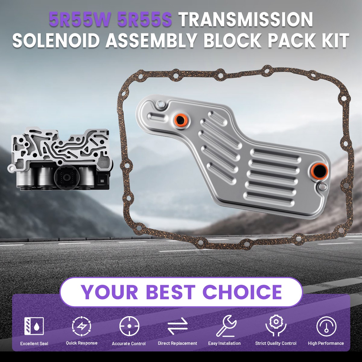 Transmission Shift Solenoid & Filter Kit For Ford Explorer Mustang ##5R55W 5R55S