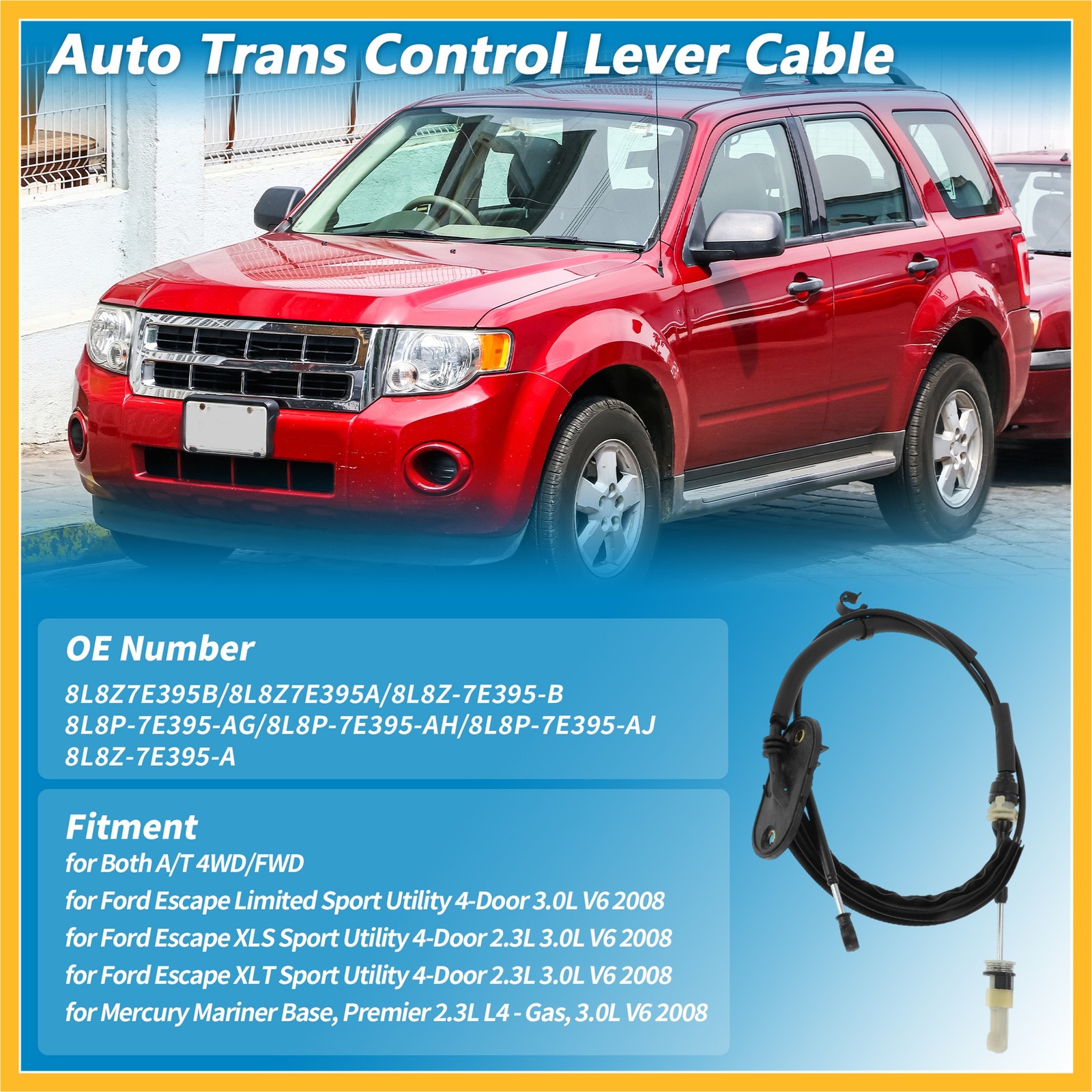 Automatic Trans Gear Shift Cable for Ford Escape 08 4WD for FWD No.8L8Z7E395B